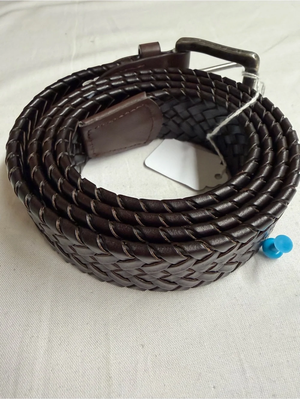 Wrangler Dark Brown Woven Leather Belt with Silver Buckle